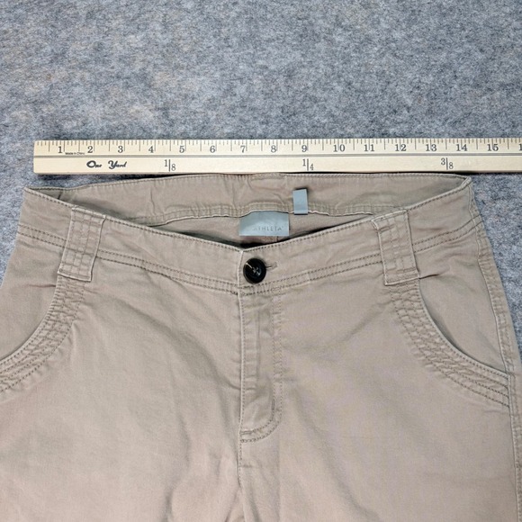 Athleta Khaki Ankle Pants Women Organic Cotton Blend Casual Zipper Detail size 2 - Picture 6 of 8